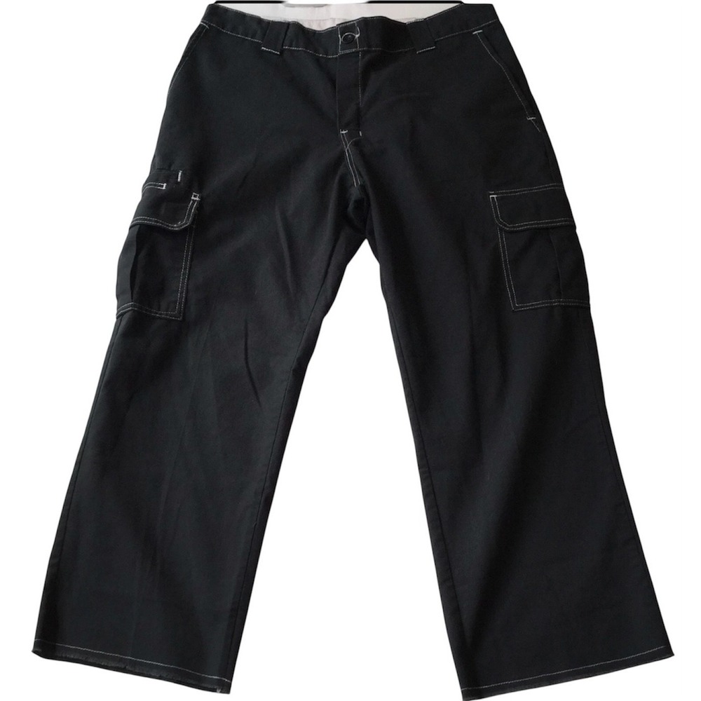 Dickies Flex Pants Mens Cargo 36x26 Regular Straight Cropped Skater Black Grunge